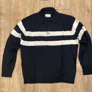 American eagle navy and White Striped Polo Sweater